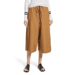 Vince Drawstring Side-slit Cropped Culotte Pants In Mojave Size S